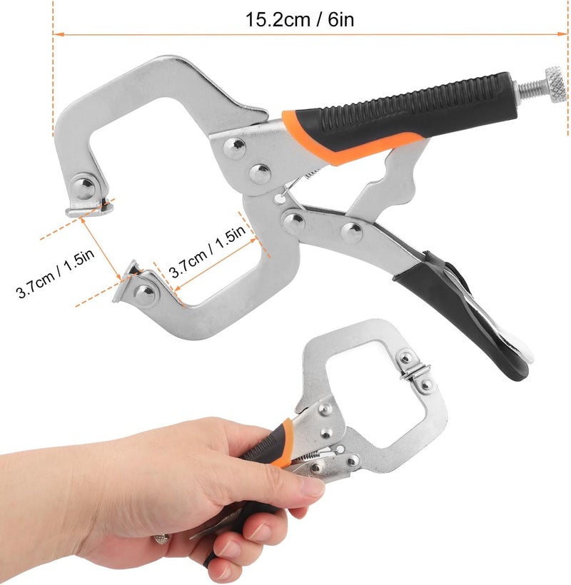 GENHAKON 5 Pack 6 Inch C Clamp Locking Pliers,Locking C Clamp With Non-Slip Rubber Grip, Adjustable Nickel Plated C Pliers for Wood Working, Welding, Electrician Maintenance and More, by - Image 2
